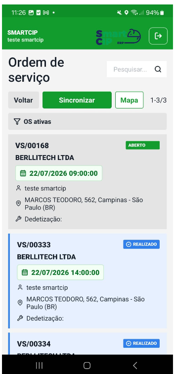 Tela 2 - Aplicativo SMARTCIP