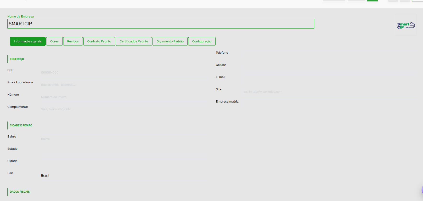 Tela 3 - Como configurar as informações da empresa