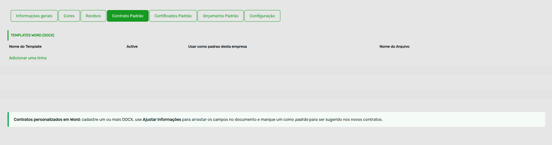 Tela 1 - Como criar um modelo de contrato