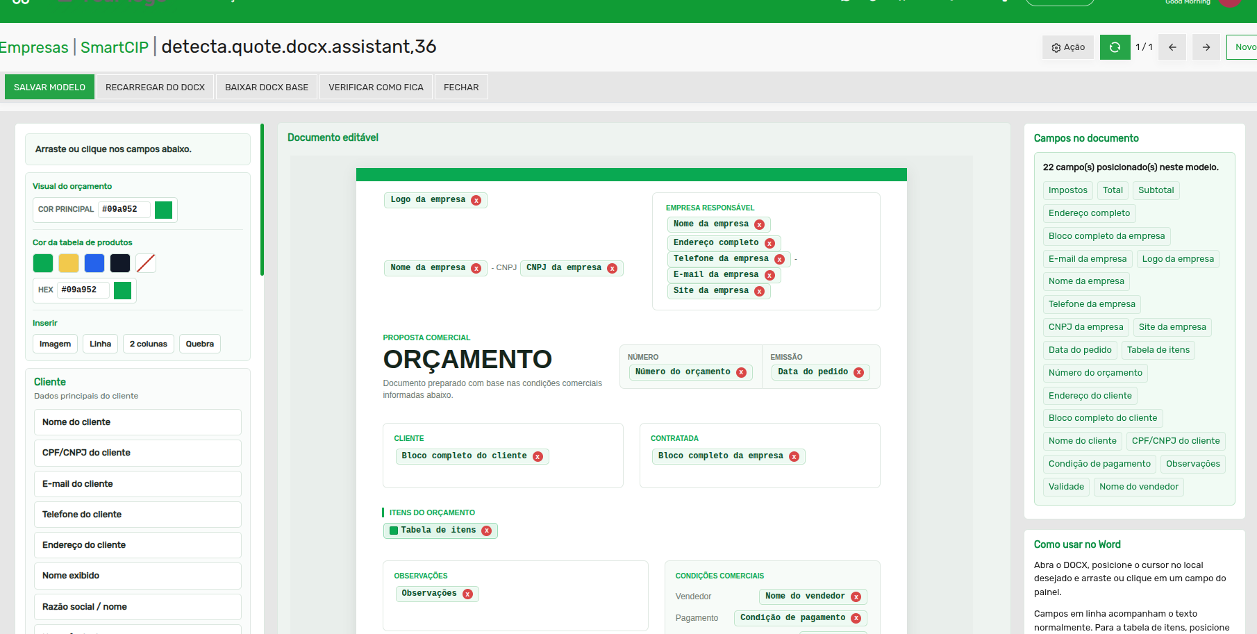 Tela 3 - Como personalizar o Orçamento Padrão