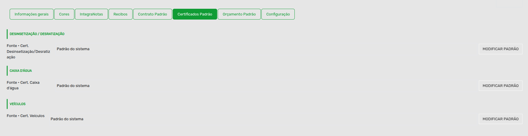 Tela 1 - Como personalizar os Certificados Padrão