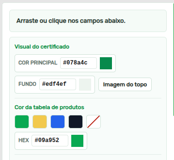 Tela 4 - Como personalizar os Certificados Padrão