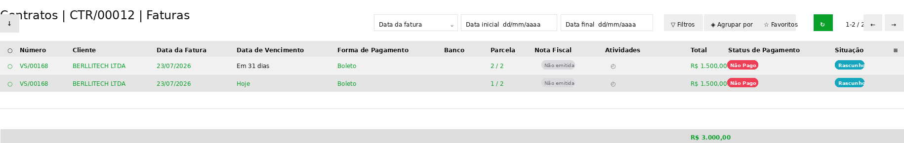 Tela 16 - Faturamento: contas a receber