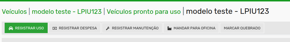 Tela 14 - Módulo Frota