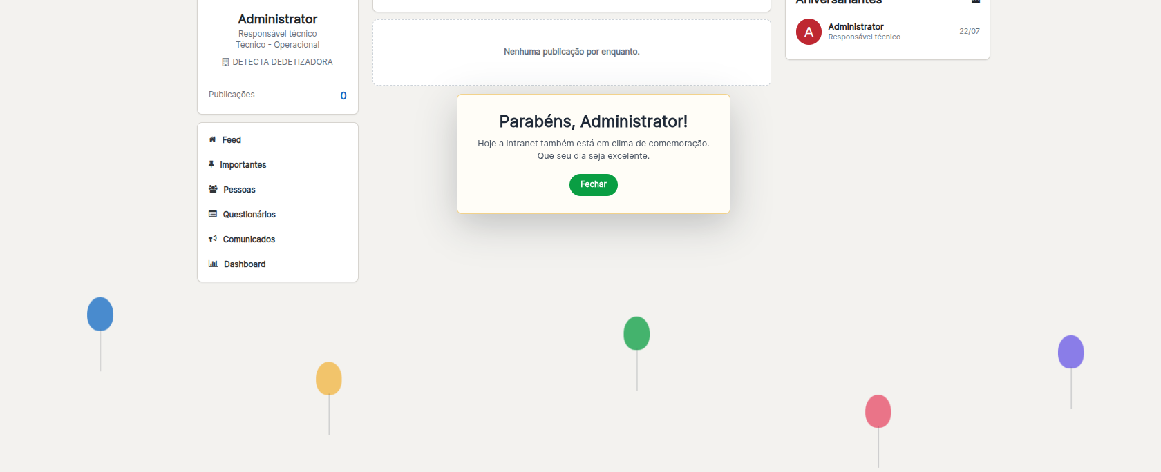 Tela 16 - Módulo Intranet